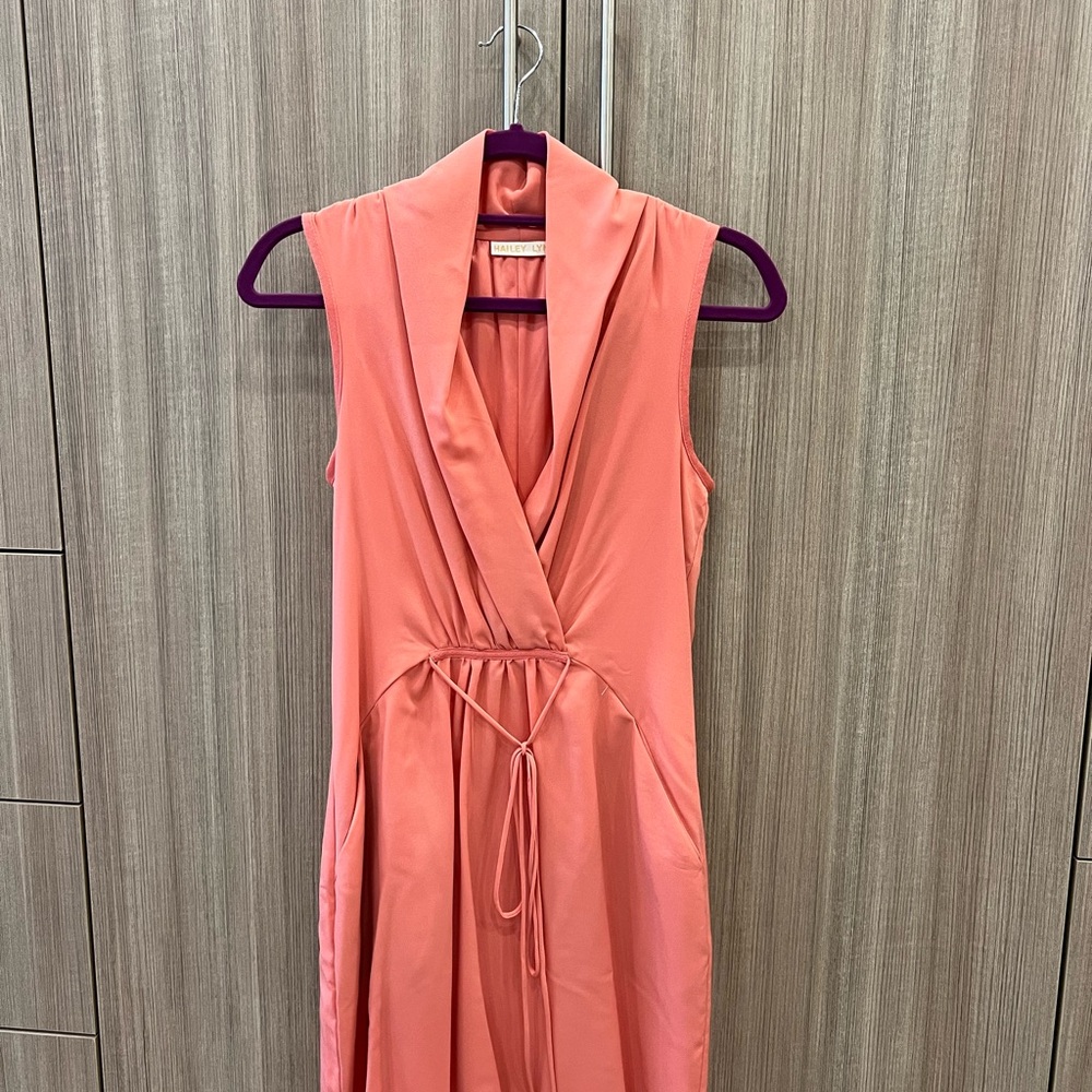 Elegant Coral Sleeveless Dress